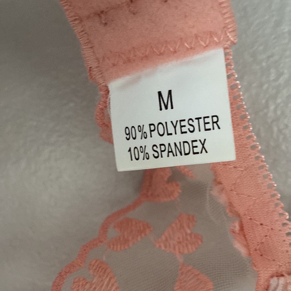pink mesh bra, stitched with hearts - Picture 2 of 5